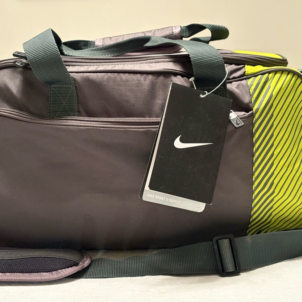 Nike Men's Dark Gray and Green Duffel Bag
